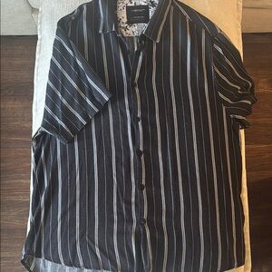 🚫SOLD🚫Denim & Flower Black Striped Casual Button Down Shirt